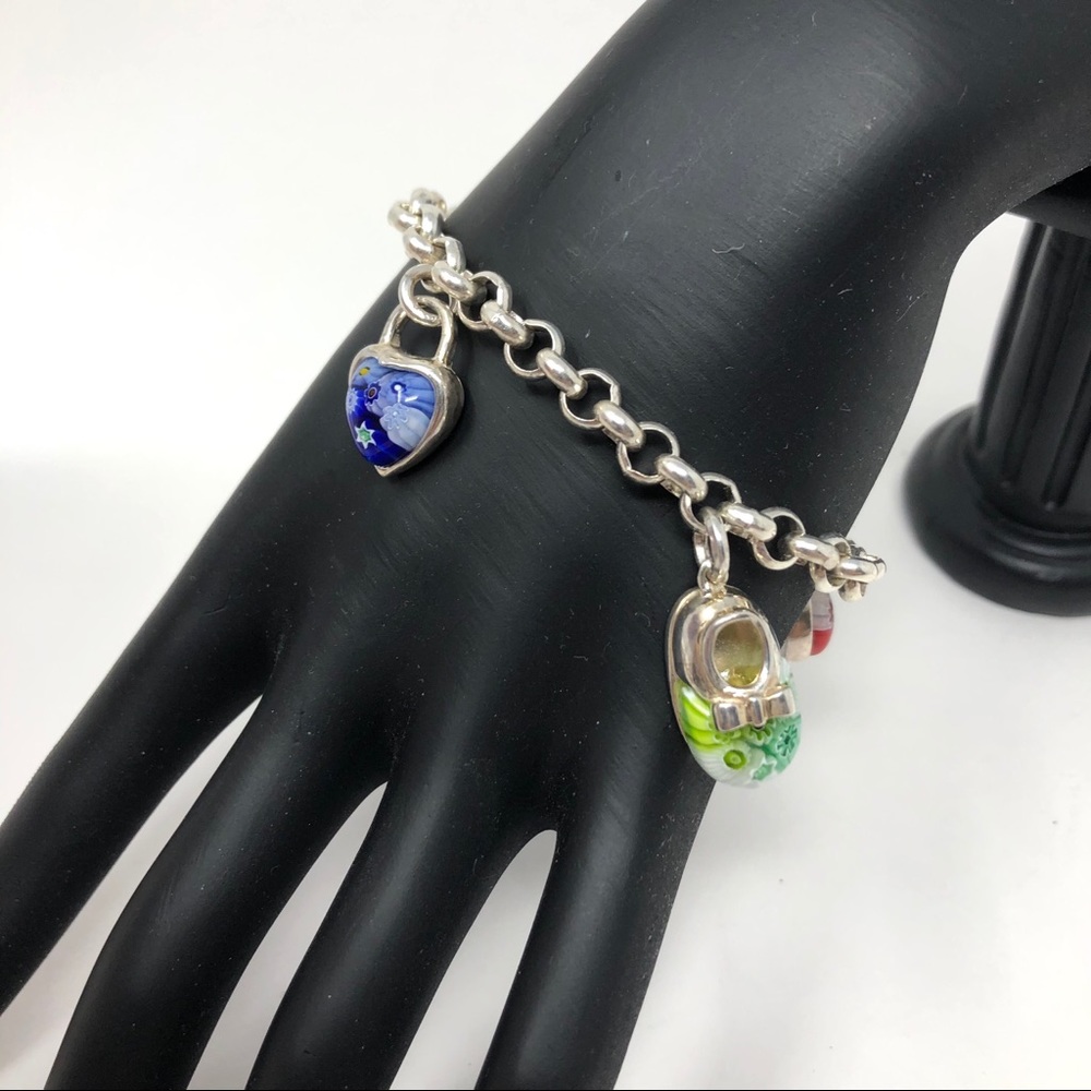 Alan K Millefiori Murano Sterling silver charm bracelet, rare - Picture 9 of 13